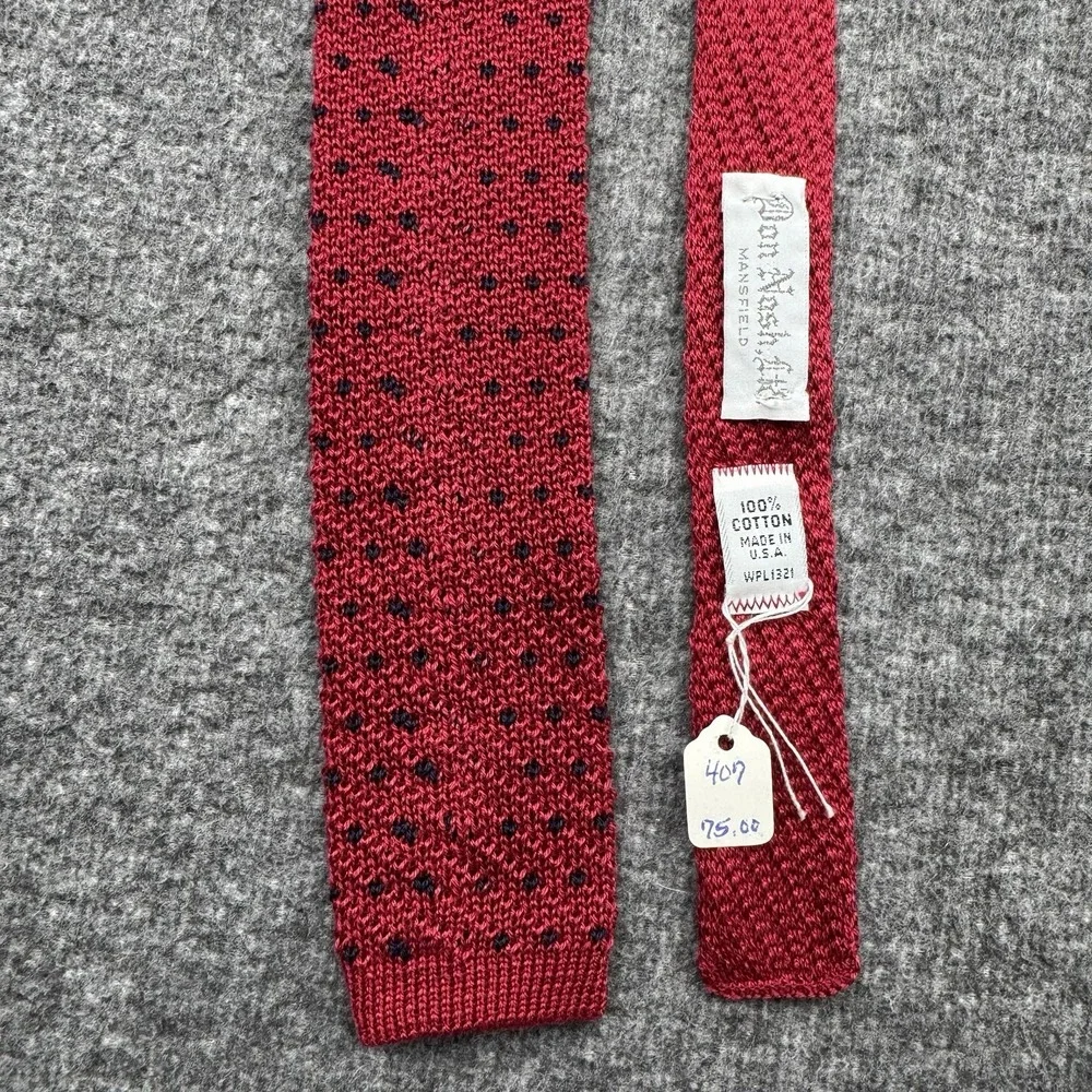 Tie Necktie Knit Square End Cotton Red Blue Dot Sock Tie 2